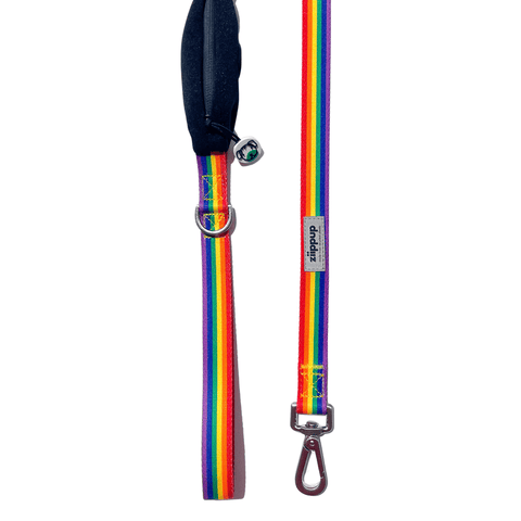Ziippup Dog Lead with Built-in Poop Bag Holder - Rainbow