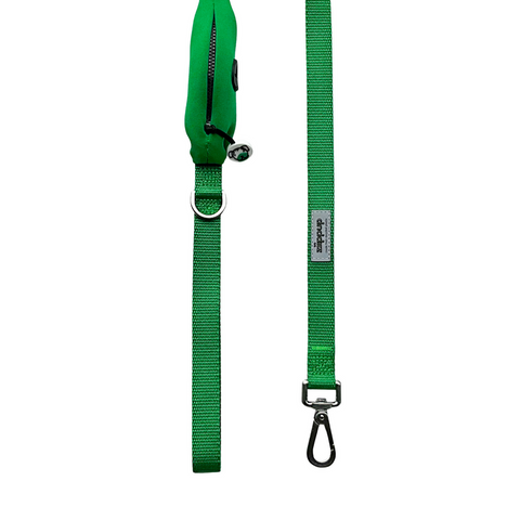 Ziippup Dog Lead with Built-in Poop Bag Holder - Green