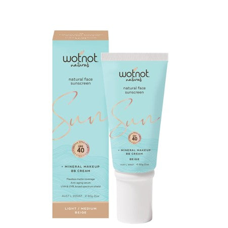 WOTNOT - Natural Face Sunscreen Tinted BB Cream SPF 40 - Beige/Light-Medium (60g)