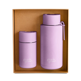 Frank Green Large Essential Gift Set Stainless Steel Ceramic Reusable Bottle + Cup - Lilac Haze(34oz & 120z)