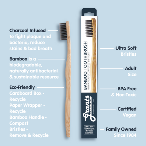 Grants Adult Toothbrush Bamboo Charcoal - Ultra Soft