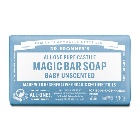 Dr Bronners - Castile Soap Bar  -  Baby Unscented (140g)