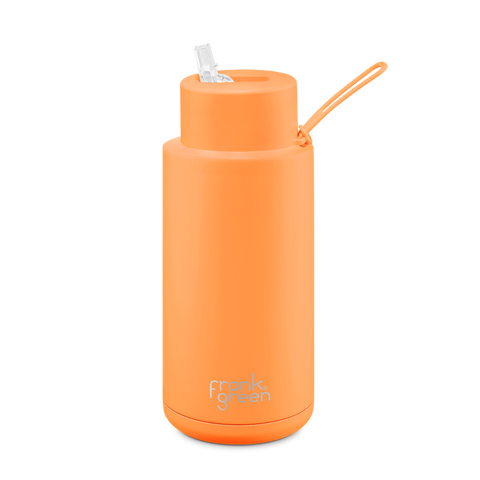 Frank Green - Stainless Steel Ceramic Reusable Bottle - Neon Orange (34oz)