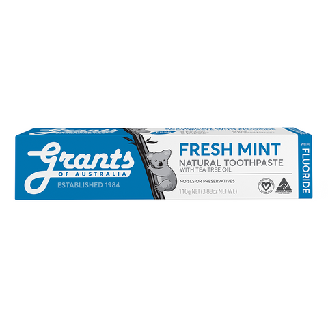 Grants - Natural Toothpaste - Fresh Mint WITH FLUORIDE (110g)
