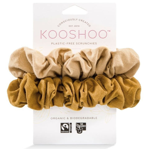 Kooshoo - Organic Plastic-free Scrunchies - Gold Sand (2 Pack)