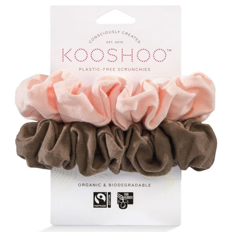 Kooshoo - Organic Plastic-free Scrunchies - Blush Walnut (2 Pack)