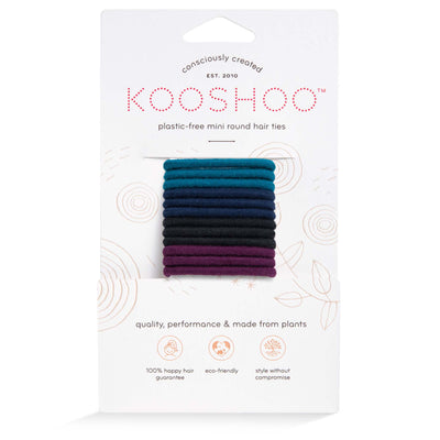 Kooshoo - Organic Plastic-free  Mini Hair Ties  - Dark Hues (8 Pack)