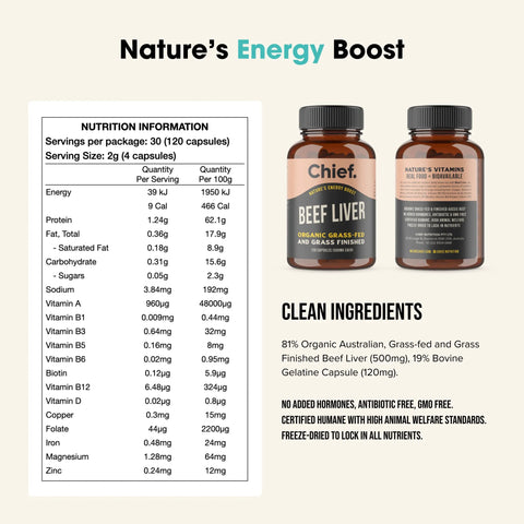 Chief Nutrition Beef Liver - 120 capsules