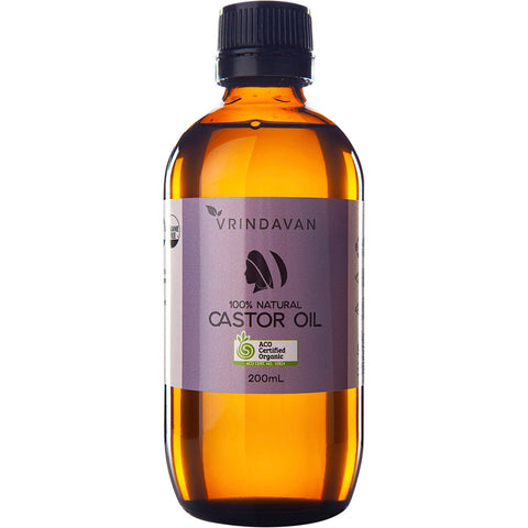 Vrindavan - Castor Oil Certified Organic - Amber Glass Bottle (200ml)
