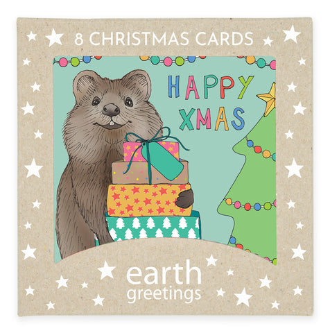 Earth Greetings - Christmas Card Pack - Happy Quokka (8 Pack)