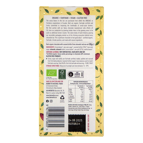 Bennetto Natural Food Co. - Organic and Fairtrade Dark Crunchy Caramel 80g