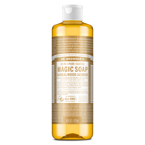 Dr Bronners - 18 in 1 Pure Castile Liquid Soap - Sandalwood and Jasmine (473ml)