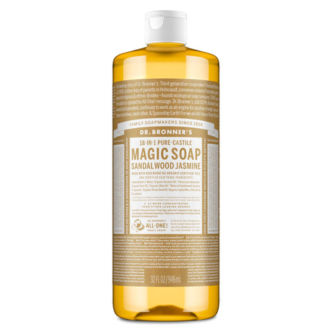 Dr Bronners - 18 in 1 Pure Castile Liquid Soap - Sandalwood and Jasmine (946ml)