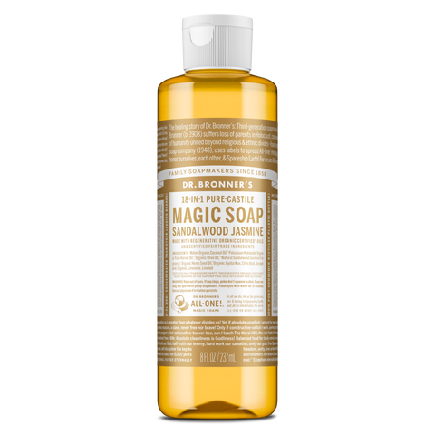 Dr Bronners - 18 in 1 Pure Castile Liquid Soap - Sandalwood and Jasmine (237ml)