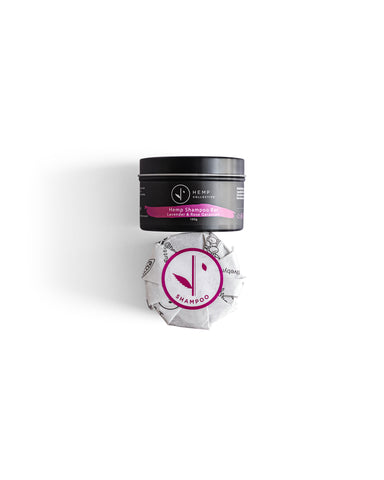 Natural Hemp Shampoo Bar Lavender & Rose Geranium - Travel Tin & Refill 100g