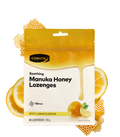 Comvita - Soothing Manuka Honey Lozenges with Propolis - Lemon & Honey Flavour (40 Pack)
