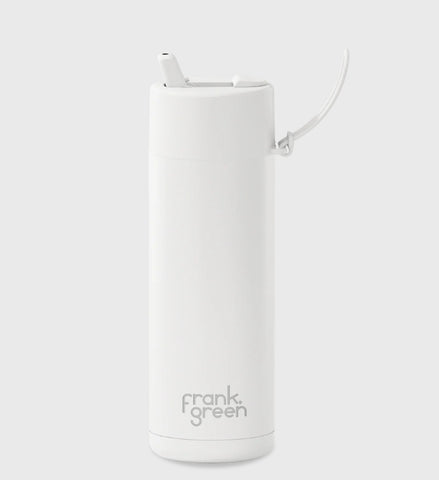 Frank Green - Stainless Steel Ceramic Reusable Cup with Flip Straw Lid - Cloud (20 oz)