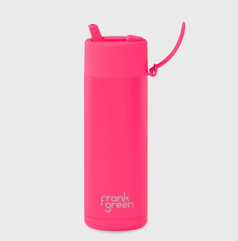 Frank Green - Stainless Steel Ceramic Reusable Bottle with Flip Straw Lid - Bubblegum Blast (20 oz)