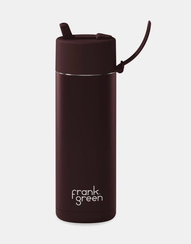 Frank Green - Stainless Steel Ceramic Reusable Bottle with Flip Straw Lid - Chocolate (20 oz)