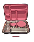Bare & Co. Stainless Steel 5 Compartment Lunch Box with Bonus containers - Pink