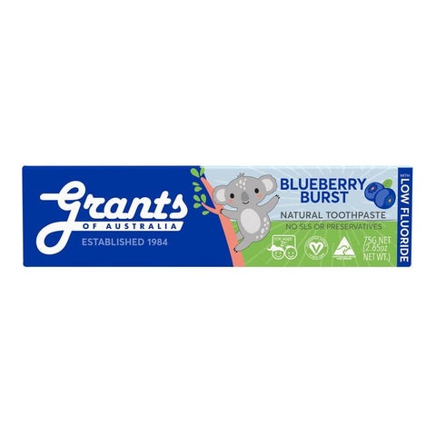 Grants - Kids Natural Toothpaste - Blueberry Burst WITH LOW FLUORIDE (75g)