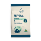 CleanLIFE On The Go 2 in 1 Wipes - Hand and Surface Sanitizer 15 Wipes