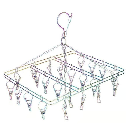 Bare & Co. - FULL 316 Grade Stainless Steel Peg Hanger - Square Design - Rainbow (20 pegs)