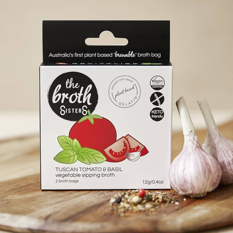 The Broth Sisters - Vegetable Sipping Broth Bags - Tuscan Tomato and Basil (2 Broth Bags)