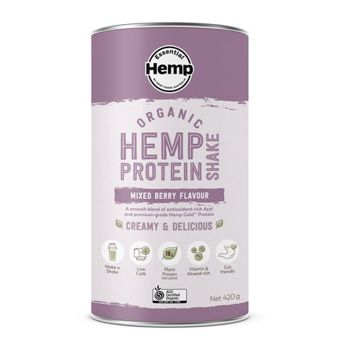 Hemp Foods Australia Essential Hemp Protein Powder - Mixed Berry & Acai (420g)